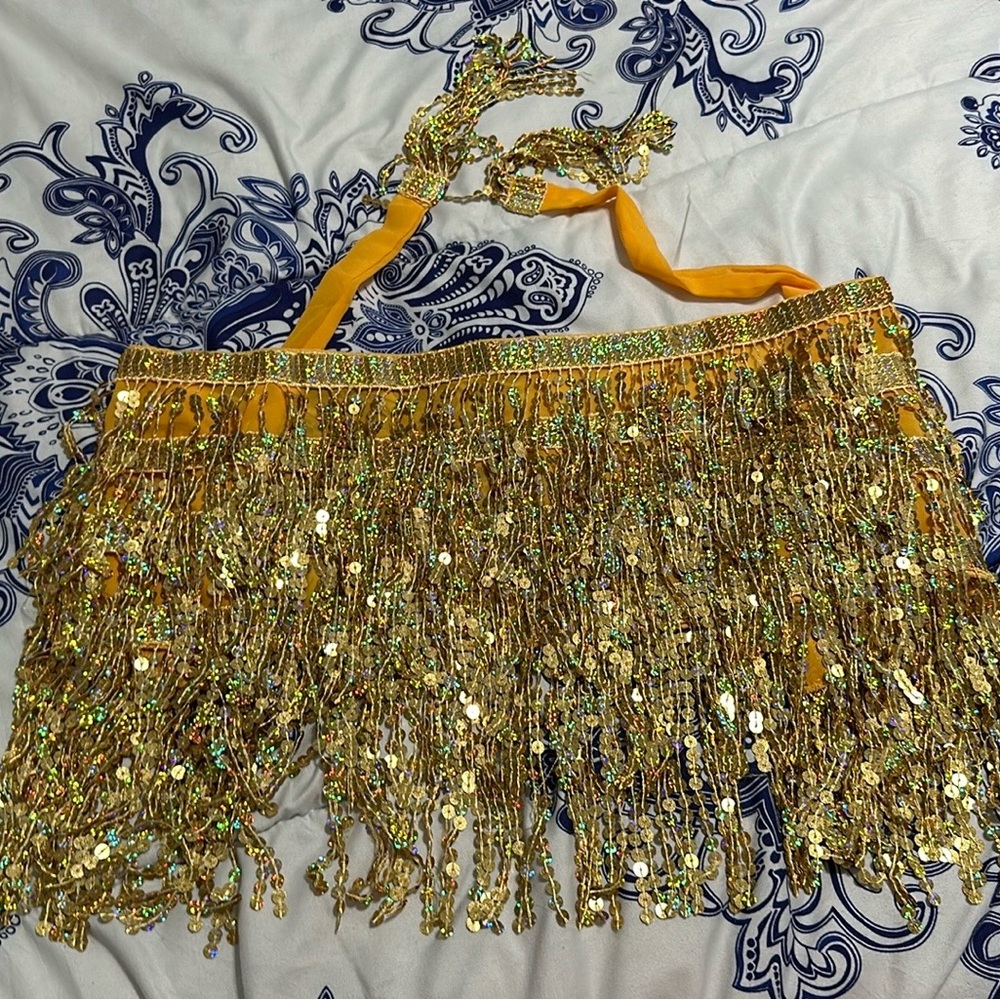 Gold Sequin Belly dance skirt